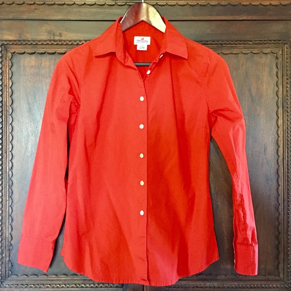 J.Crew Women Button-up Long Sleeve Orange Blouse S